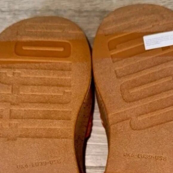 NEW  FITFLOP Leather Eloise Espadrille Wedge Sandals Light Tan  255 492 - Picture 6 of 7